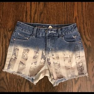 Two tone ombré jean shorts